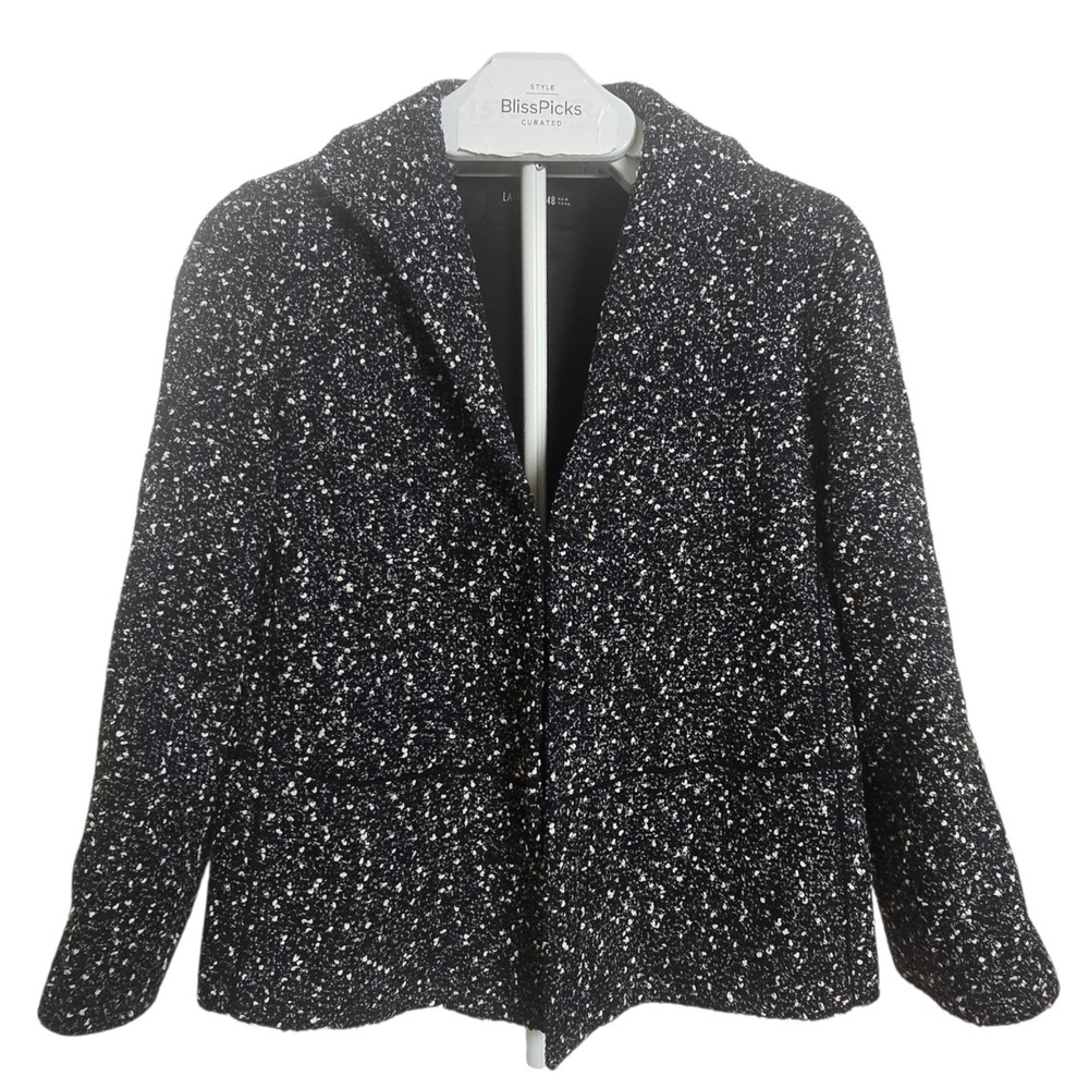 Lafayette 148 New York Womens 4‎ Black Boucle Tweed Blazer Hook Eye Lined Career